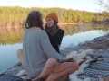 Sex on a reindeer skin next to a forest lake - RosenlundX - 60fps