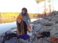 Sex on a reindeer skin next to a forest lake - RosenlundX - 60fps