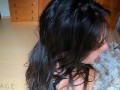 I filled my naughty girlfriend's hair with sperm
