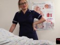 British voyeur nurse watches her weak patient wank in bed