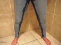 Wife pissing her jeans