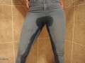 Wife pissing her jeans