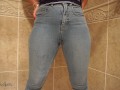 Wife pissing her jeans