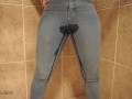 Wife pissing her jeans