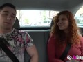 Rehead hottie blows her pickup in the car before a shafting!