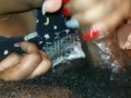 EBONY TONGUE RING LICKS DADDY FAT DICK AS SHE STROKES CUM OUT!!!!!!!