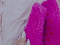 Feet play and teasing with light pink and bright pink socks! 