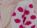 Feet play and teasing with light pink and bright pink socks! 