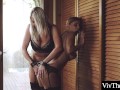 Horny lesbians in sexy lingerie lick each others pussies