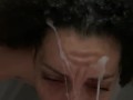 Curly haired ebony with pretty face gets fucked and facialized