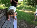 Jessica fucked and creampied by strangers in the park