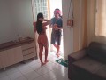 Woman meets delivery man naked