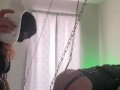 Pegging subs ass after anal hook is inserted