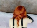 Redhead slut loves to give in the ass and play with cum