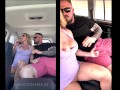 Sweet Vickie and hubby fuck while driving on 105 Freeway in the uber!