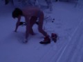 public nude skiing including blow job with a man on ski
