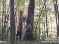 Jeny Smith in nylon pantyhose without panties shocked a biker in the forest. Bottomless in Public.