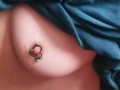 Cumming on her pierced tits