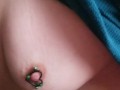 Cumming on her pierced tits