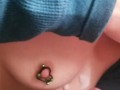 Cumming on her pierced tits