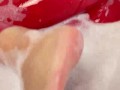Latex FEET Bath 🦶❤️‍🔥 My feet 🦶 need your tongue 👅 & mouth 👄 for the best massage 💆‍♀️ ever