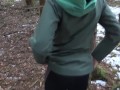 Risky outdoor sex in a public park almost caught Winter edition bubble butt fucked in freezing cold