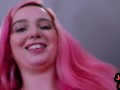 Pinkhair pov beauty jerking and sucking her boyfriend