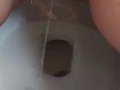 Hairy pussy peeing in toilet 
