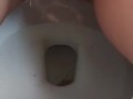 Hairy pussy peeing in toilet 