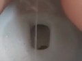 Hairy pussy peeing in toilet 