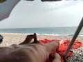 Dick flash - A girl caught me jerking off in public beach and help me cum - MissCreamy