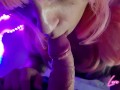 Sensual blowjob from horny latina ends with a throatpie and playing with cum