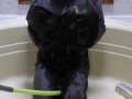 WWM - Black Corset and Zentai Inflation