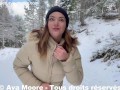 VLOG PORN, Une randonnée en raquette se transforme en baise exhib à la neige, j'avale tout le sperme