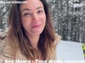 VLOG PORN, Une randonnée en raquette se transforme en baise exhib à la neige, j'avale tout le sperme