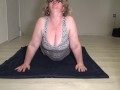 Doing exercises shaking big saggy tits, mature busty bbw milf.
