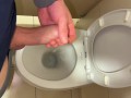 Handjob in public toilet ! Massive CUMSHOT