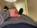 Handjob in public toilet ! Massive CUMSHOT
