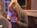 FAKEhub - Natural office MILF blows robber from under her desk before lifting her skirt for big cock