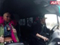 BUMSBUS - Huge Tits Slut Kitty Core Has Fun Sex In The Backseat - LETSDOEIT