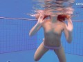 Three girls with Matrosova in swimming pools