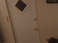 Beautiful white girl smokes in black night gown  with a roommate part 3