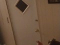 Beautiful white girl smokes in black night gown  with a roommate part 3