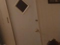 Beautiful white girl smokes in black night gown  with a roommate part 3
