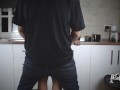 Surprise sex in the kitchen while making dinner! No protection creampie!!