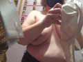 Fitting room mature bbw MILF trying on bras natural big saggy tits.