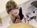 Hot blonde giving a blowjob in the kitchen - Jessica Fox