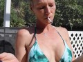 Smoking In Bikini Outside
