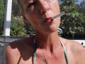Smoking In Bikini Outside