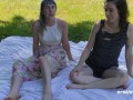 Lesbian Babes Enjoy Sexy Fun Outside